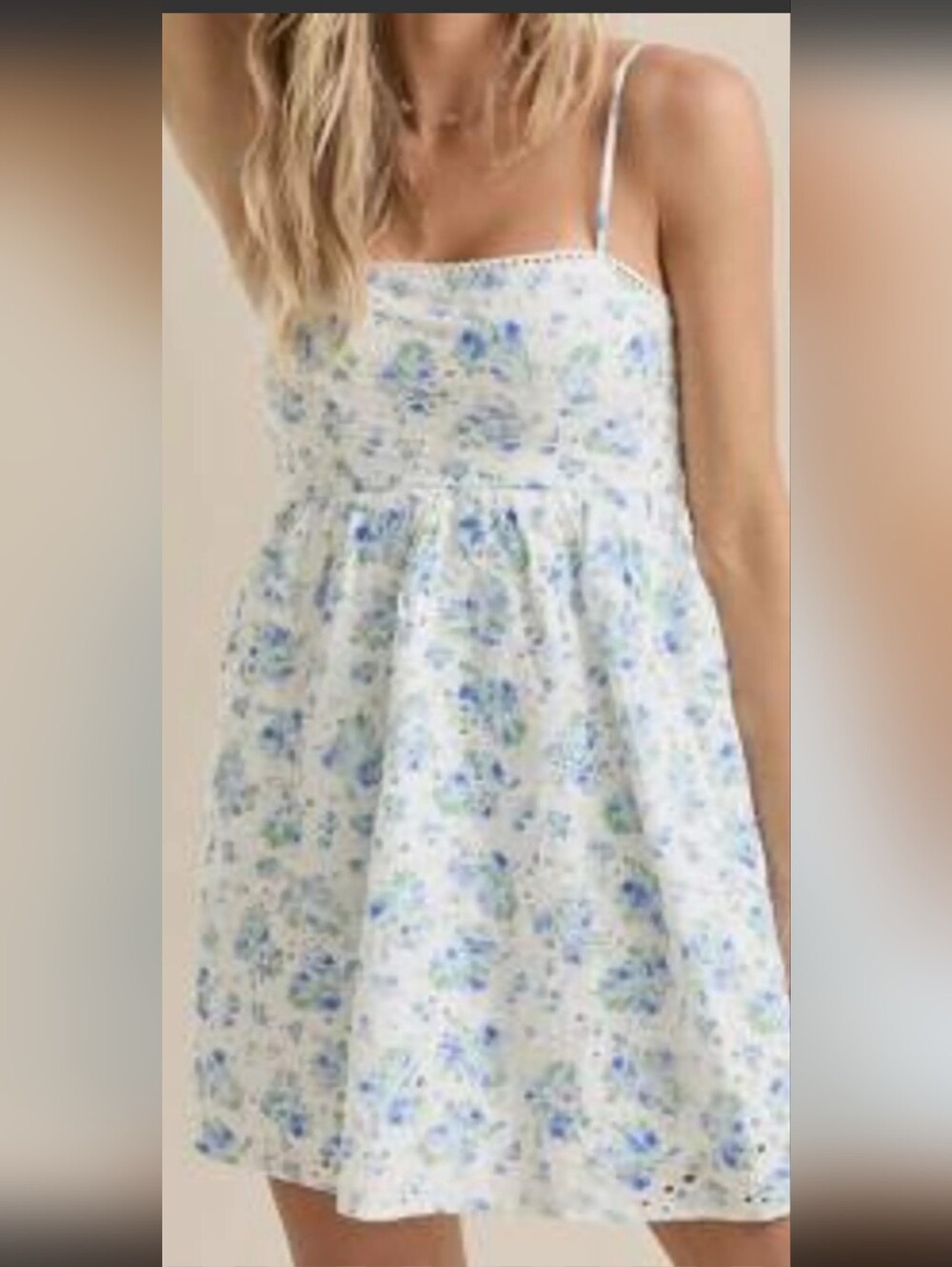 NWT Altar'd State White Dress with Blue Floral Print Size MEDIUM